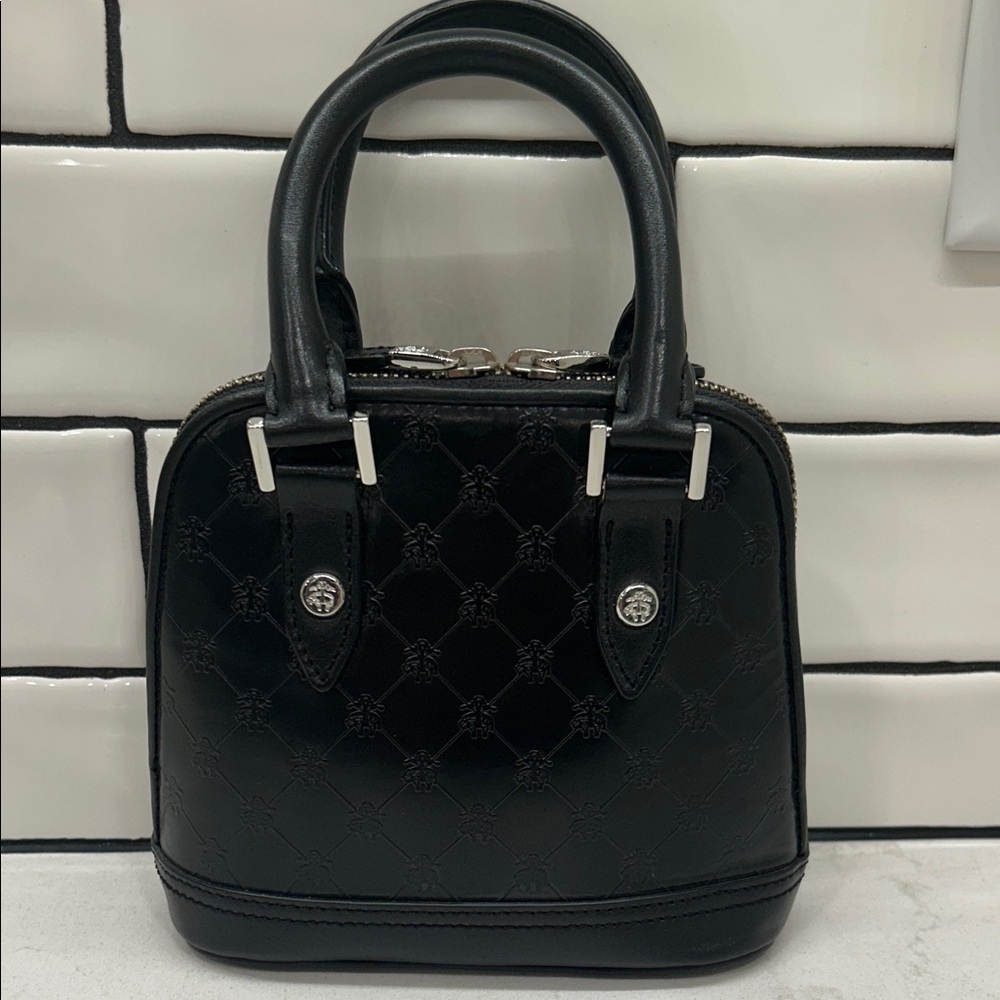 Brooks‎ Brothers Leather Elegant Black Handbag Preppy Minimalist Old Money - Picture 3 of 14